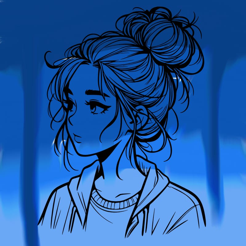 realistic teenage girl with a messy bun