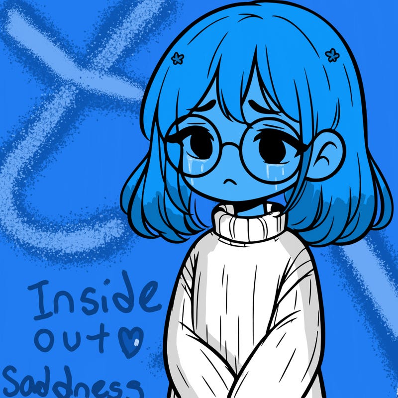 sad girl with glasses in a sweater