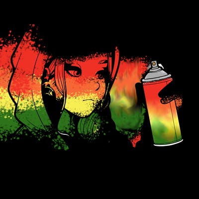 a realistic girl, spray painting