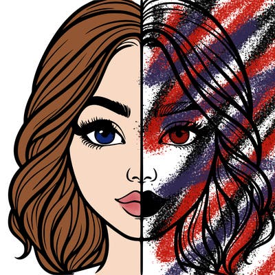 realistic girl split half