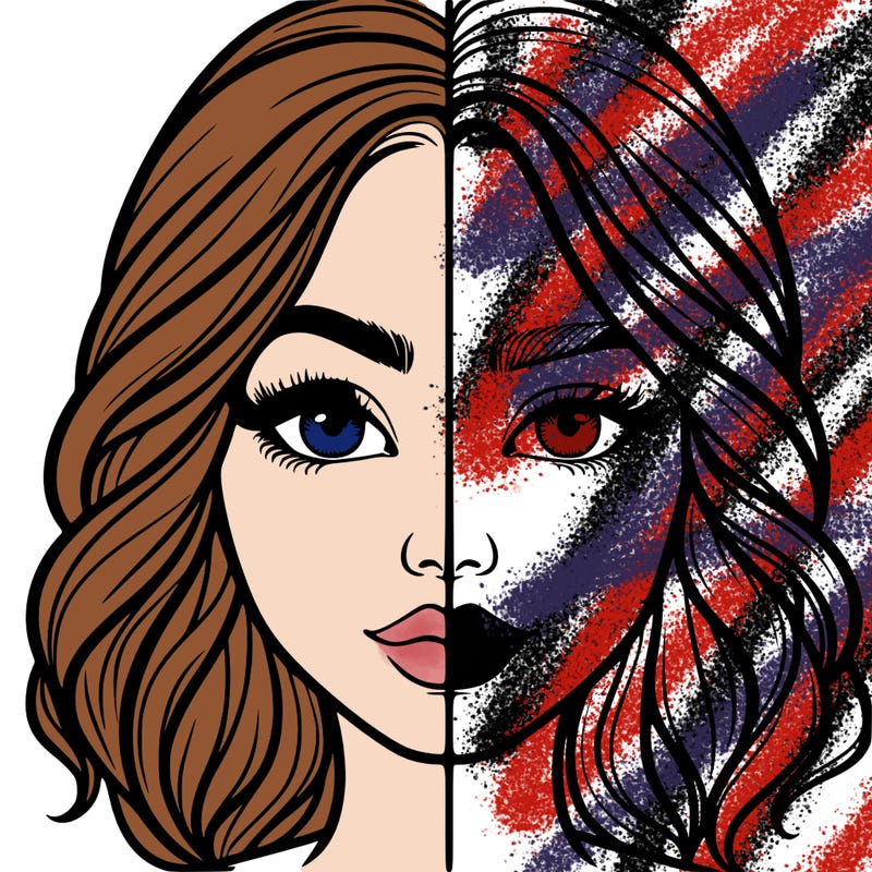 realistic girl split half