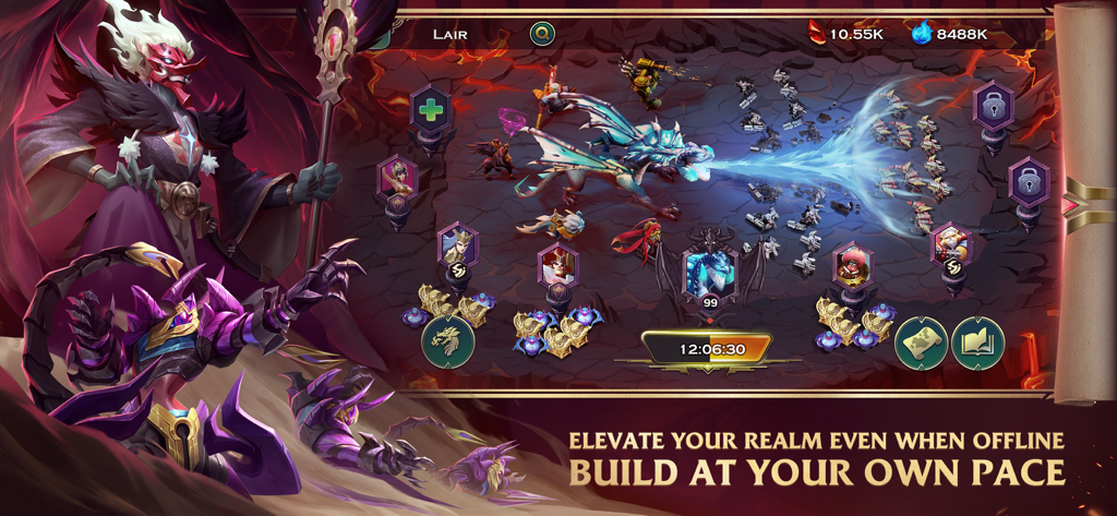 Art of Conquest : Airships - Real-time combat gameplay in Art of Conquest featuring a frost dragon and hero units