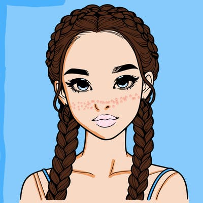 realistic girl with braids