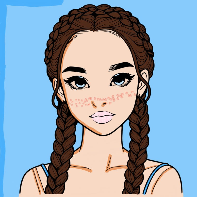 realistic girl with braids