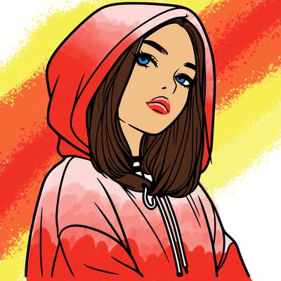a realistic girl in a hoodie