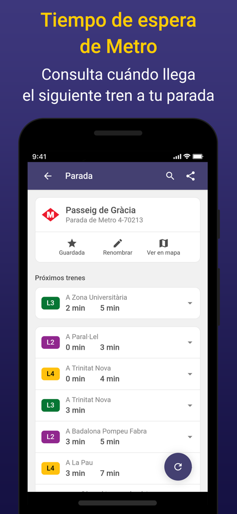 Barcelona Bus Metro Transporte - Orari di arrivo della metro di Barcellona in tempo reale alla stazione Passeig de Gracia