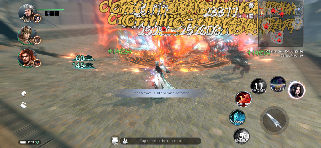 Dynasty Legends 2 - Dynasty Legends 2モバイルゲームのヒーローキャラクターが複数の敵に特殊攻撃を行っているスクリーンショット