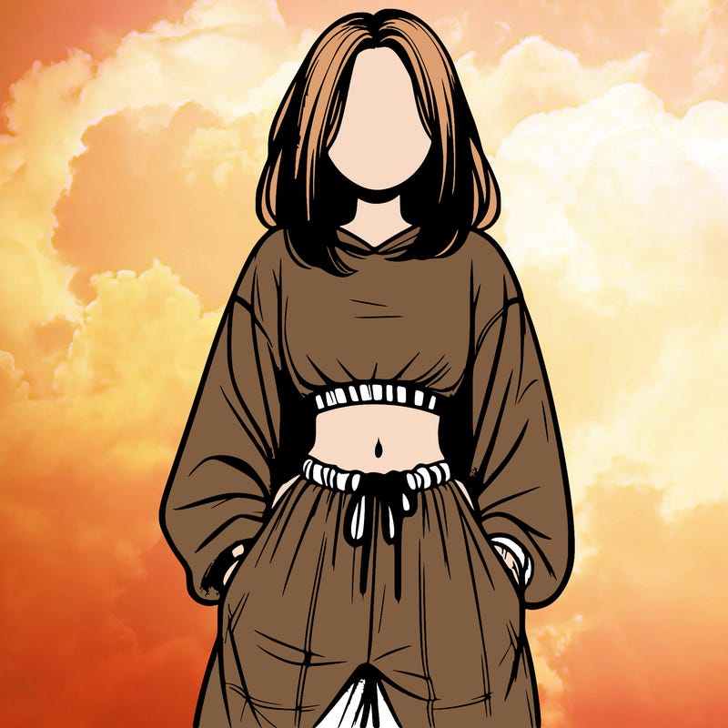 realistic girl faceless with baggy pants and a crop top