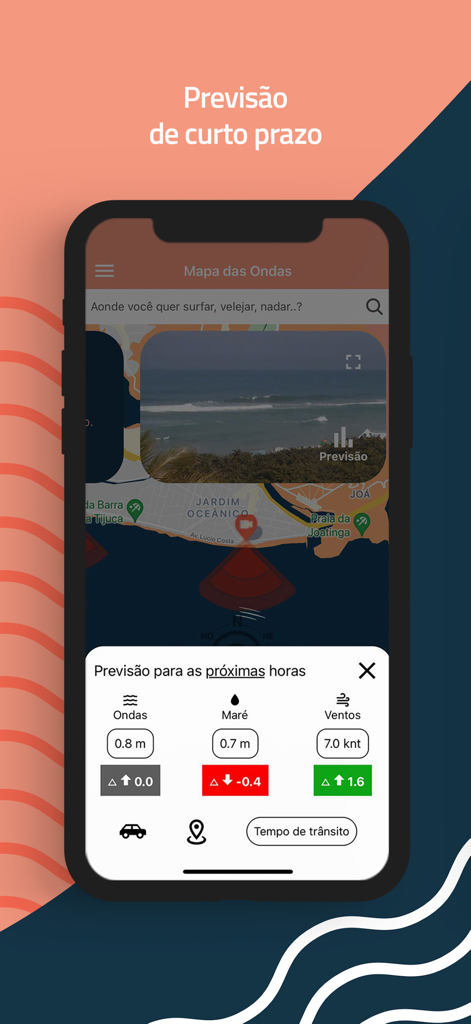 SurfConnect app screen displaying short term wave tide and wind forecast data