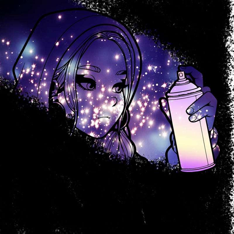 a realistic girl, spray painting