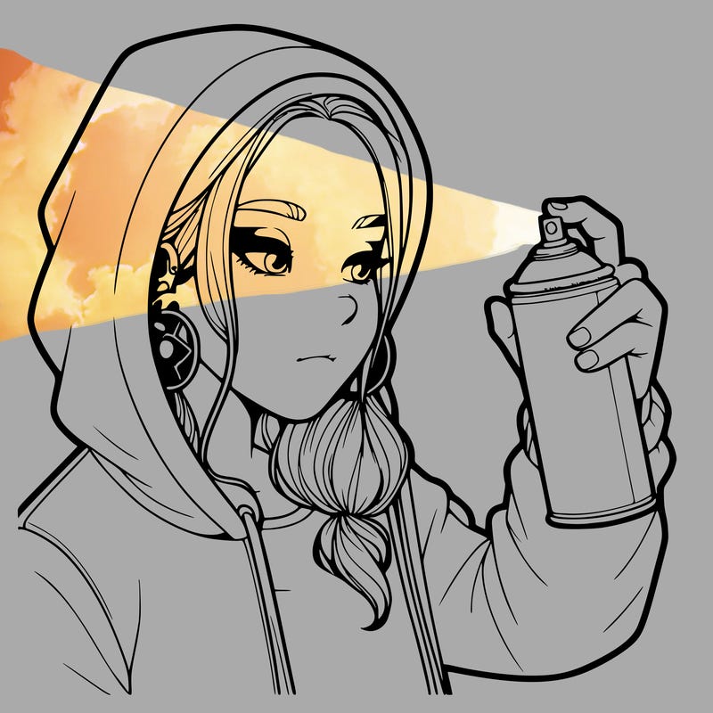 a realistic girl, spray painting