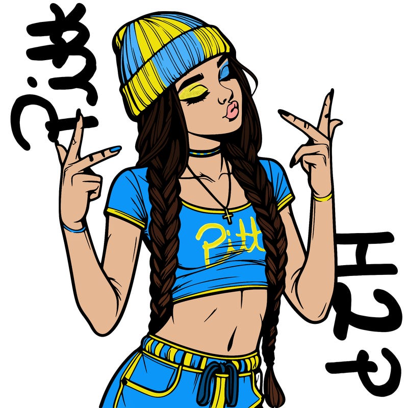 realistic teenage girl with braids and a beanie and crop top doing 🫶🏼