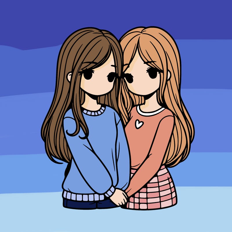 two girls in love realistic