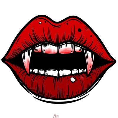lips with vampire teeth
