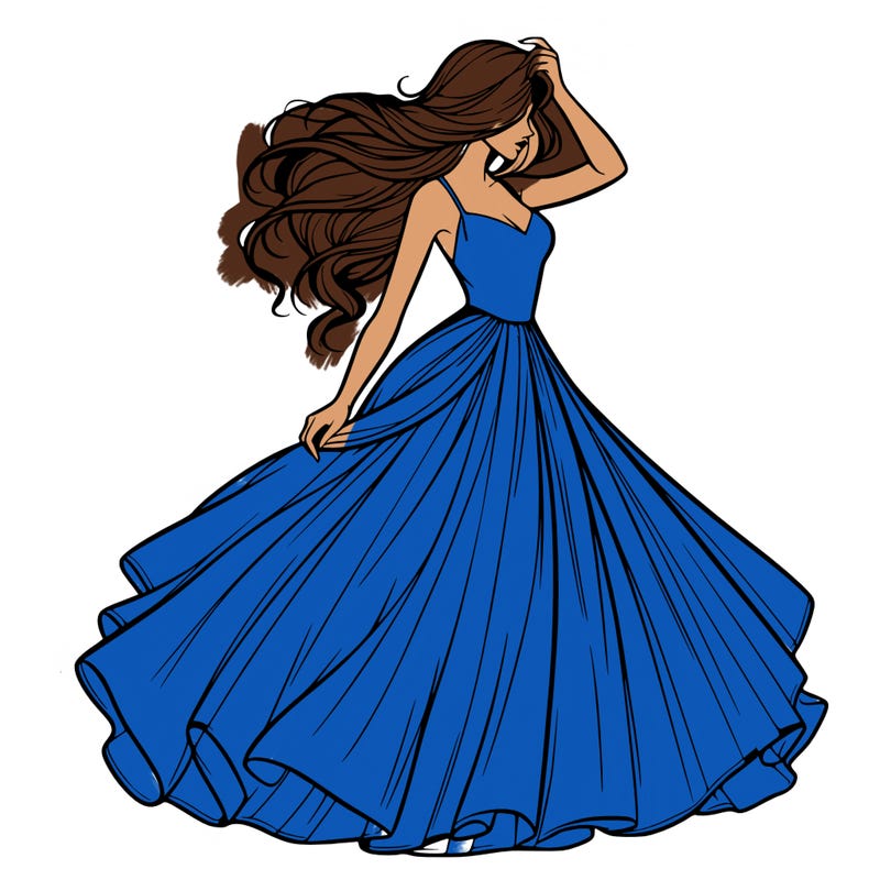 realistic woman with dress flowing in the wind