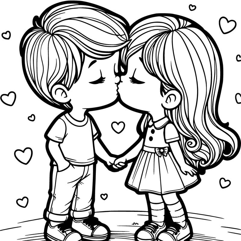 boy and girl kissing