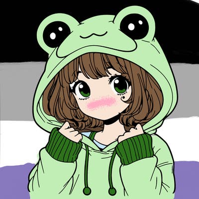 a cute teenage girl wearing a frog hoodie
