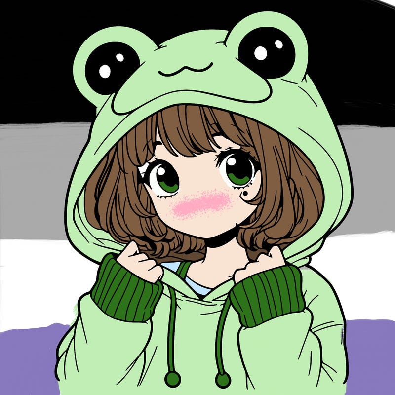 a cute teenage girl wearing a frog hoodie