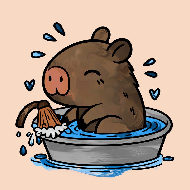 capybara taking a bath