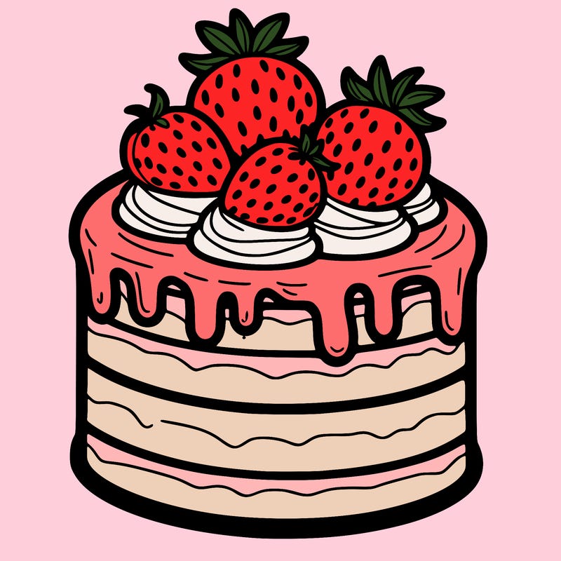 cream cake with strawberries and icing