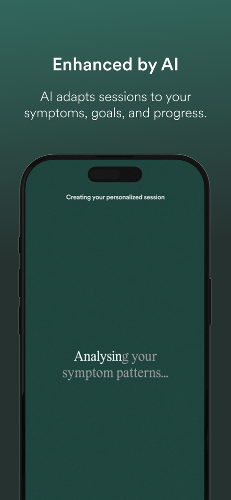 Nerva App-Bildschirm mit KI-Personalisierung und Analyse von Symptommuster