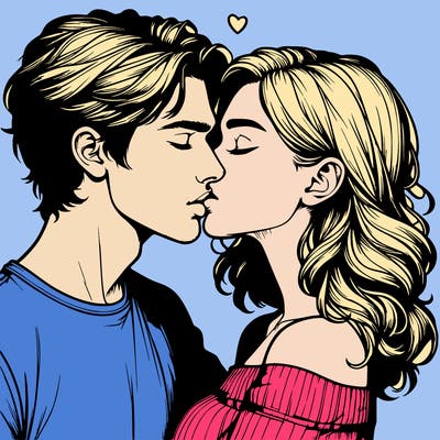 realistic couple kissing