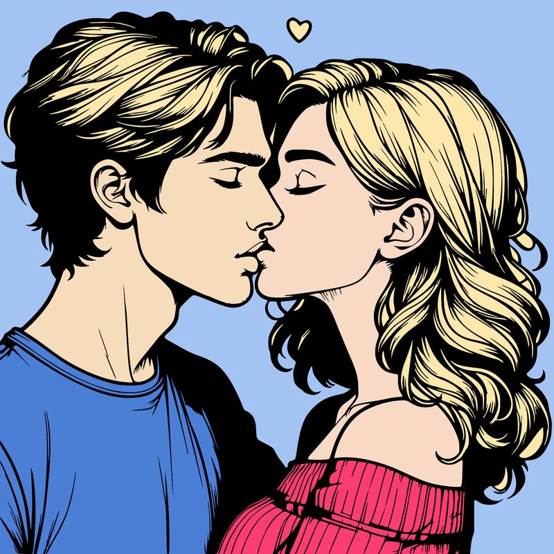 realistic couple kissing