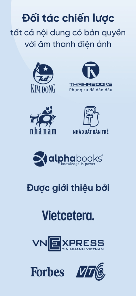 Fonos: Sách nói & PodCourse - Strategic publishing partners and media outlets featuring the Fonos app including Forbes and VNExpress