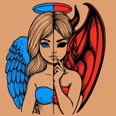 realistic angel half demon
