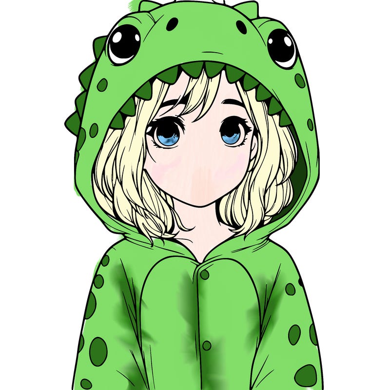 a girl in a dinosaur onesie realistic