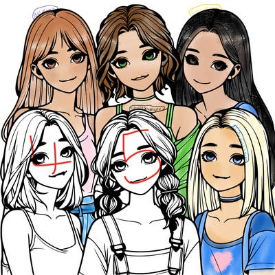 a group of girls realistic