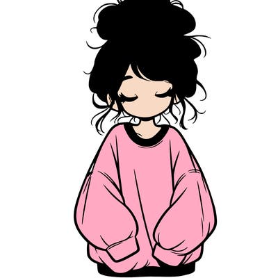 girl with baggy sweatshirt and messy bun