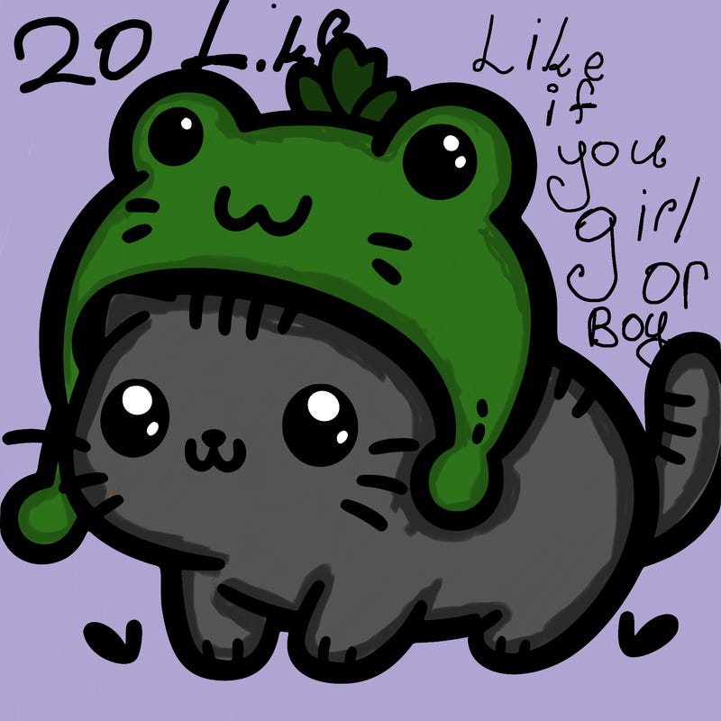 cute cat with frog hat