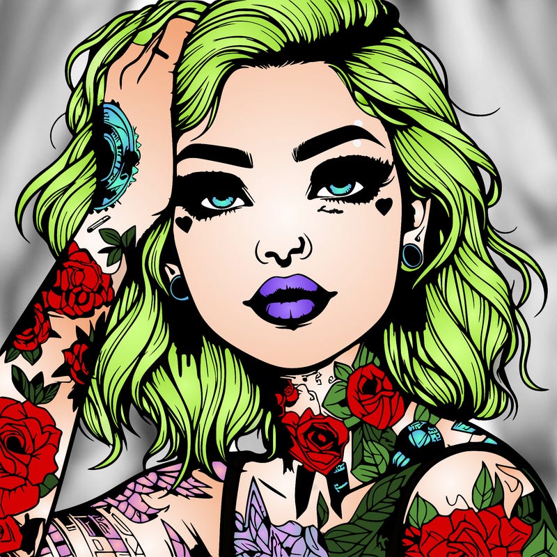 realistic girl with tattoos all over