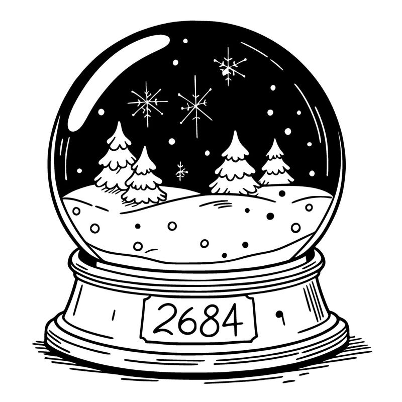 snow globe and at the bottom in thin written it says 2684