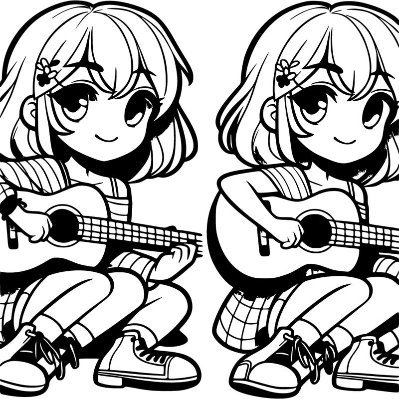 real girl with guitar