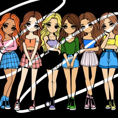 a group of girls realistic