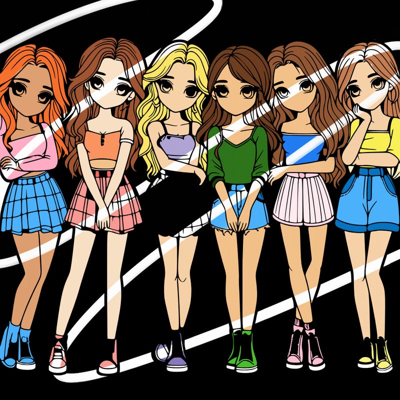 a group of girls realistic