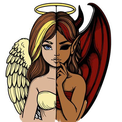 realistic angel half demon