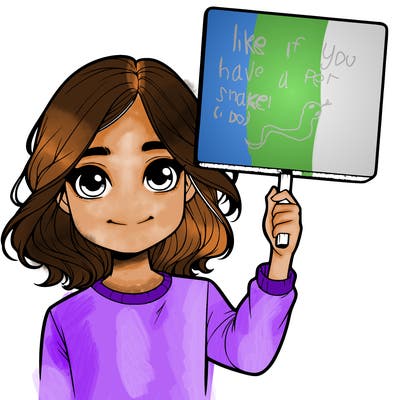 realistic girl holding up a sign