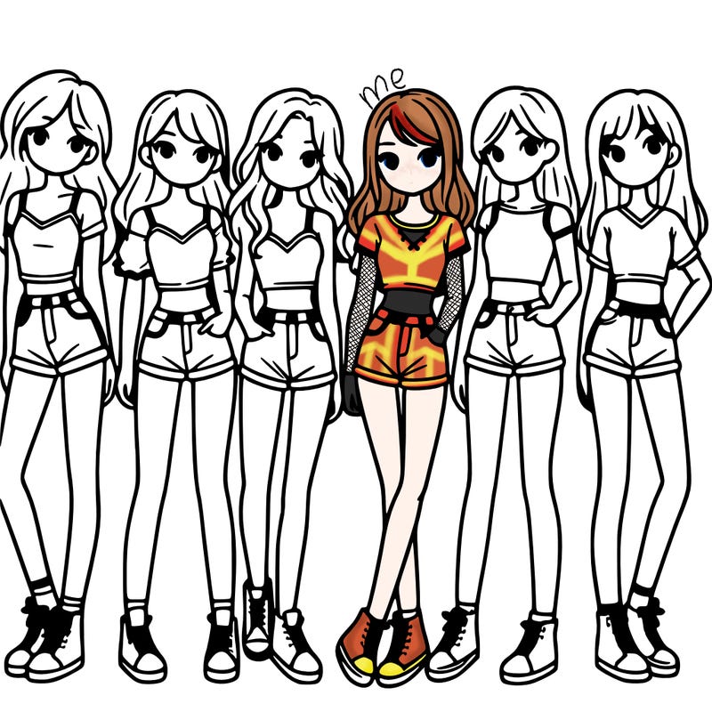 a group of girls wearing crop tops and shorts