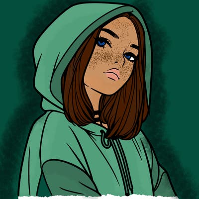 a realistic girl in a hoodie