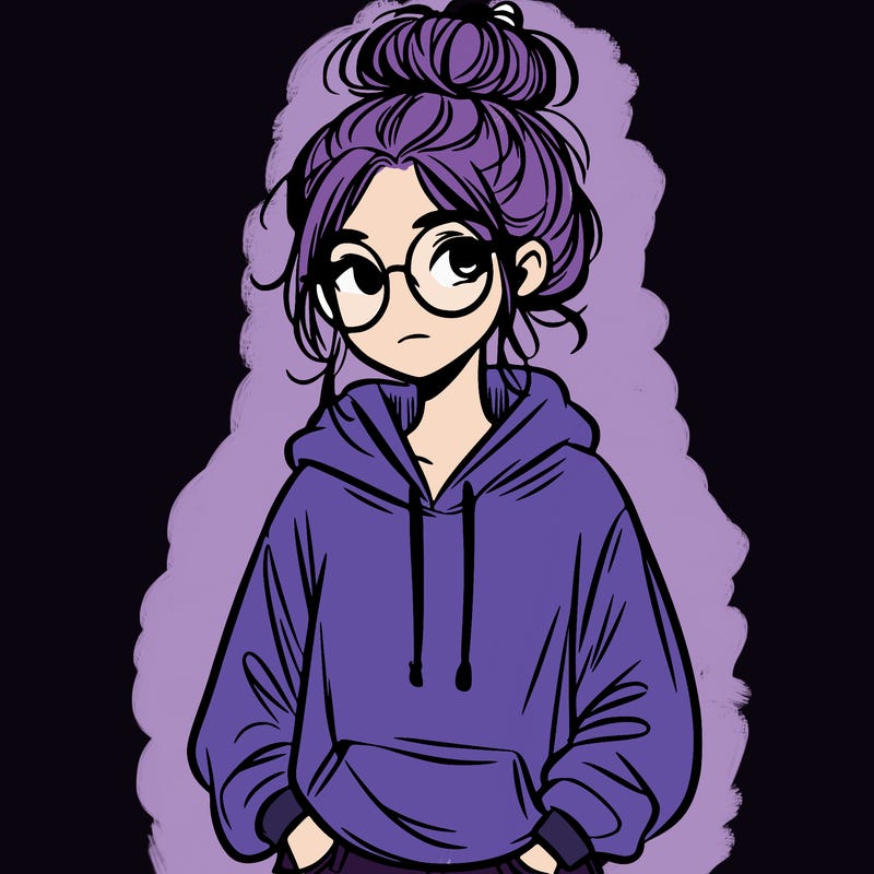 teen girl with a messy bun and glasses wearing a loose hoodie and jeans
