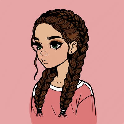 realistic girl with braids