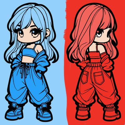 girl in crop top and baggy pants