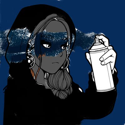 a realistic girl, spray painting