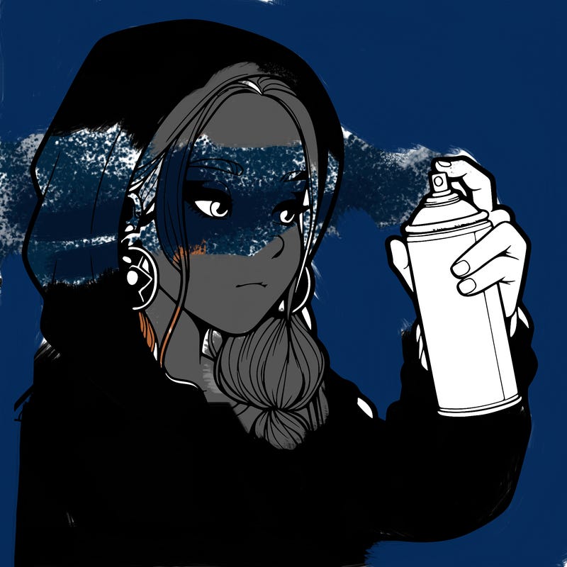 a realistic girl, spray painting