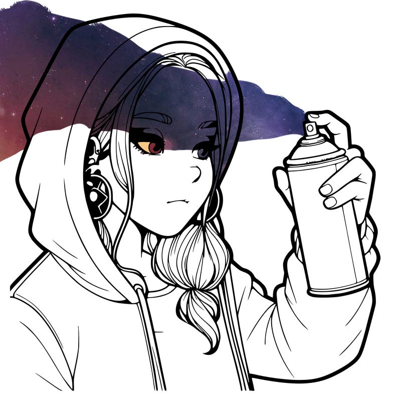 a realistic girl, spray painting