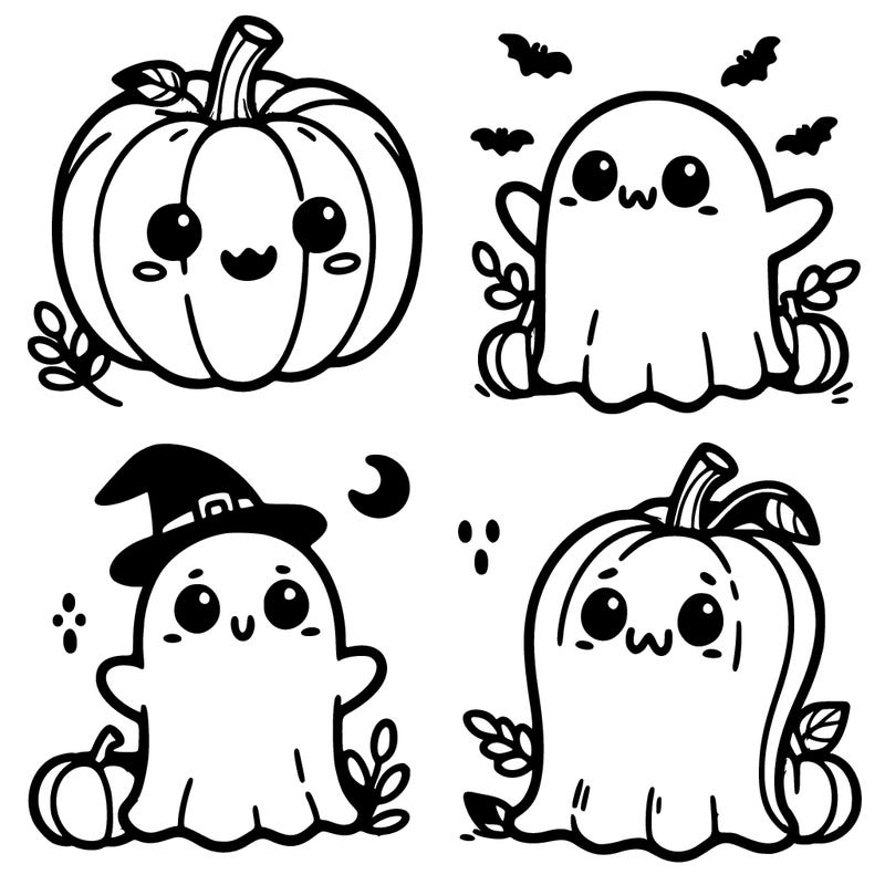 cute pumpkins and ghosts