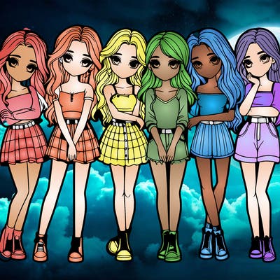 a group of girls realistic